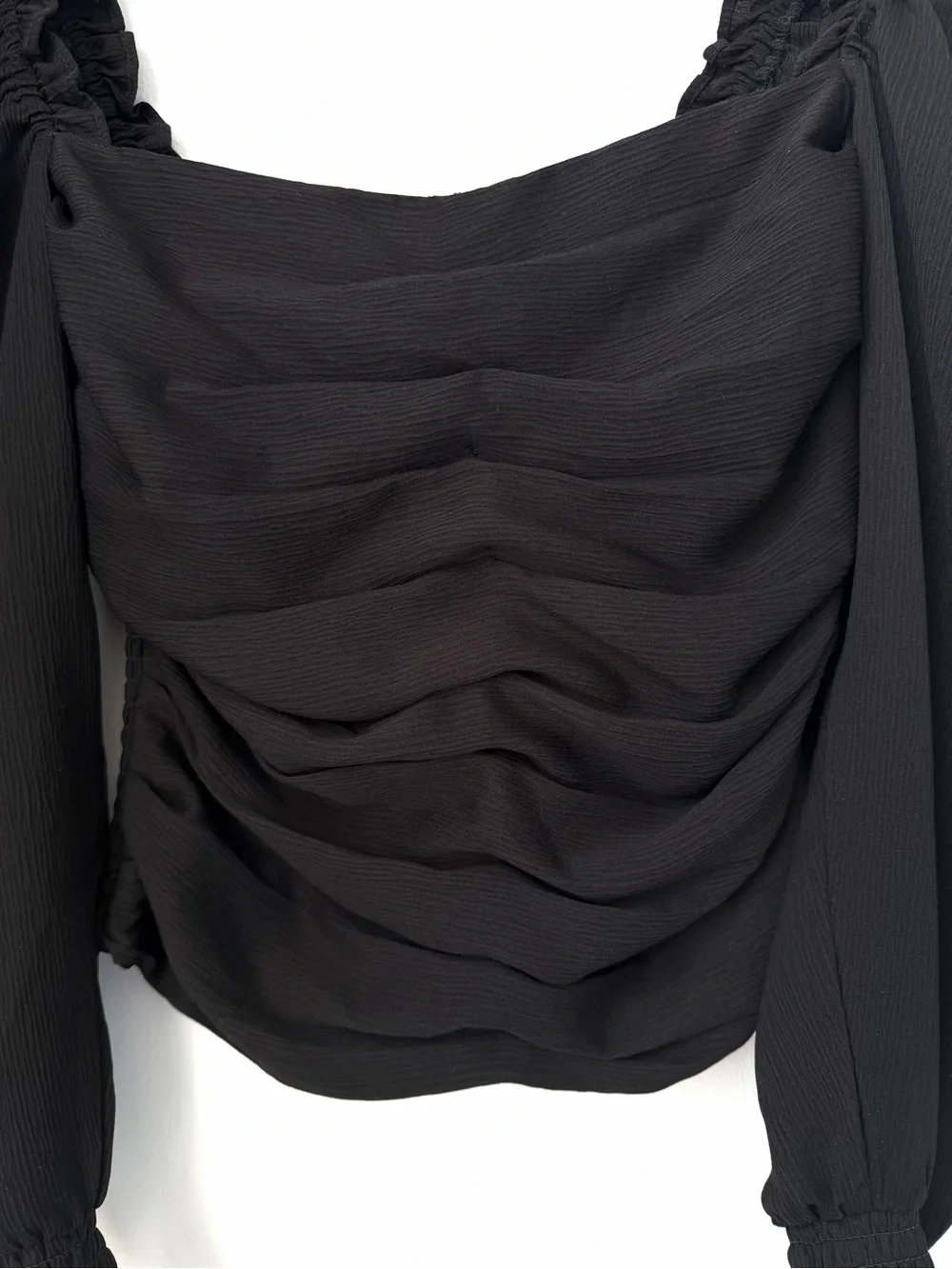 ASTR THE LABEL Puff Sleeve Square Neck Top Black Size Small